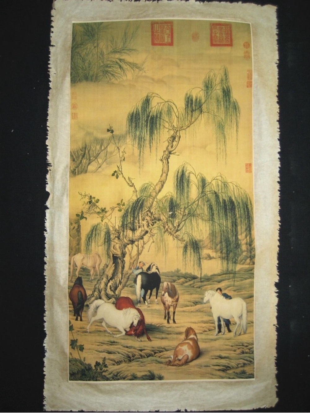 Old Chinese Antique painting scroll on Rice Paper about Horse By Lang Shining